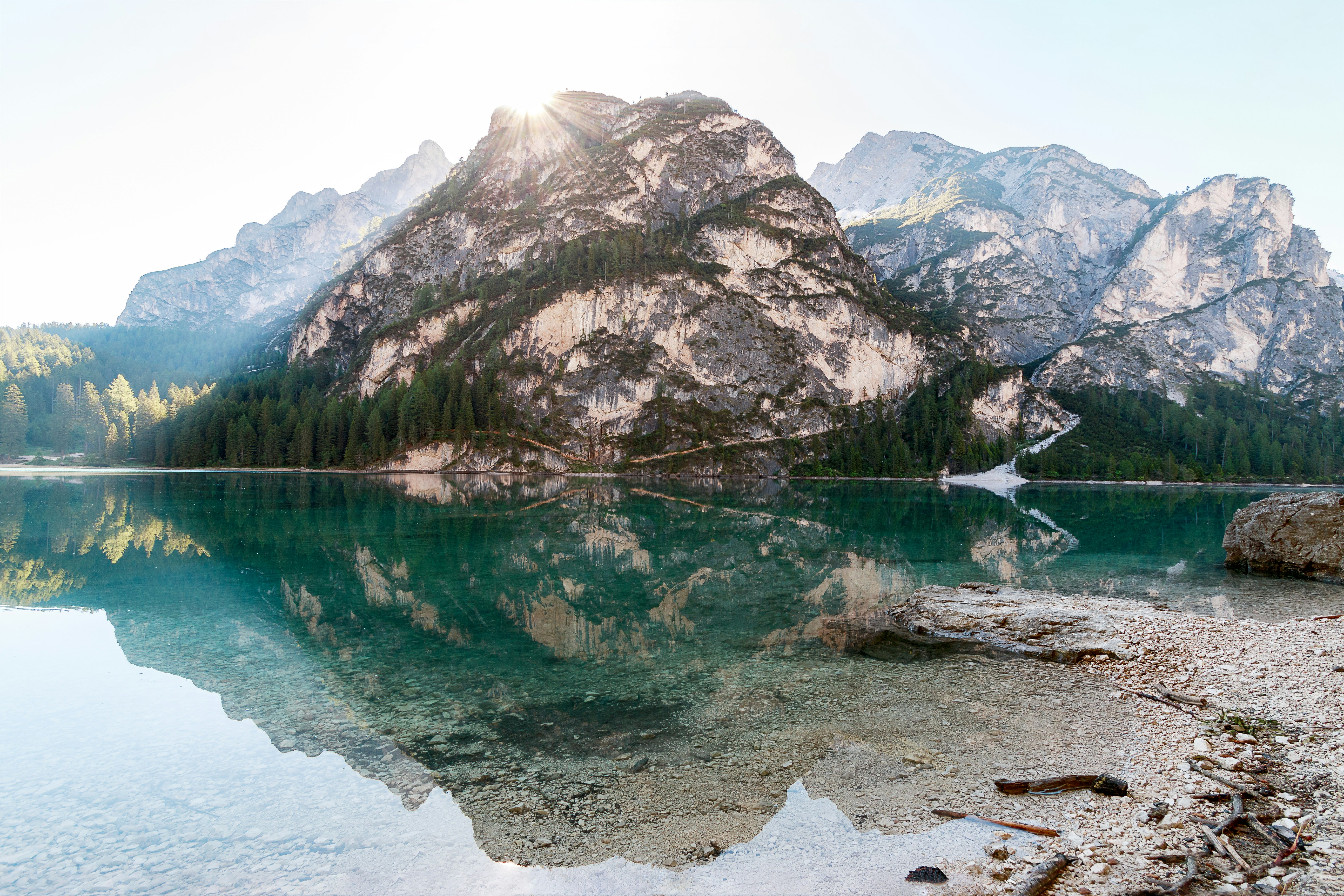 reflection landscape photography of mountain