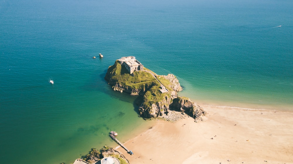 bird's eye view of island