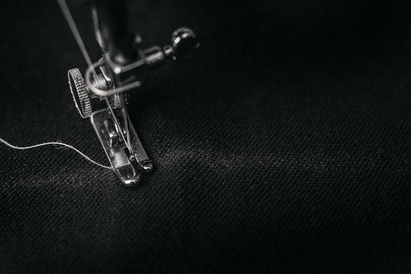 Sewing machine needle and foot close-up