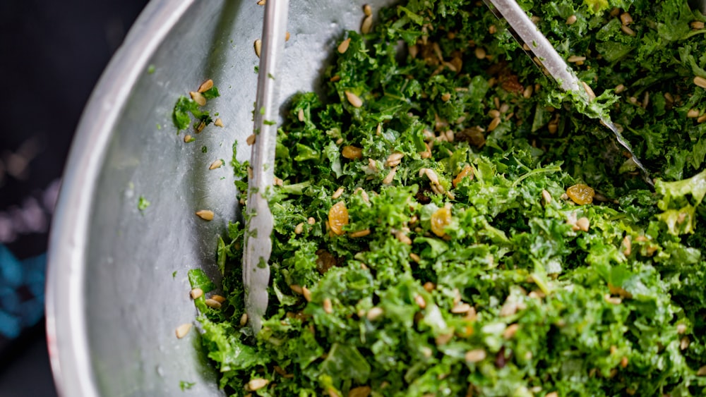 green vegetables on gray basin