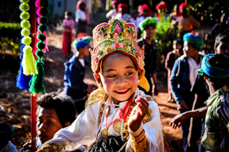 Smiling youth participating in a cultural exchange event.