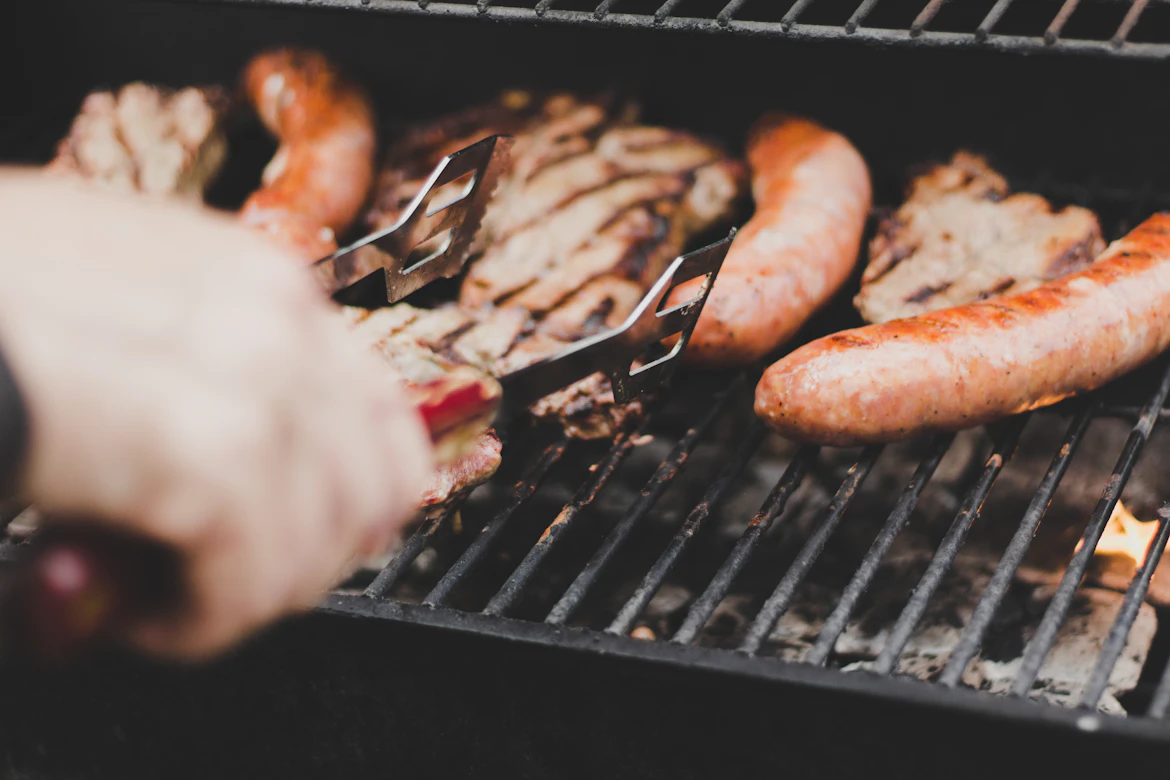Traditional Uruguayan Asado meats on a wood-fired grill