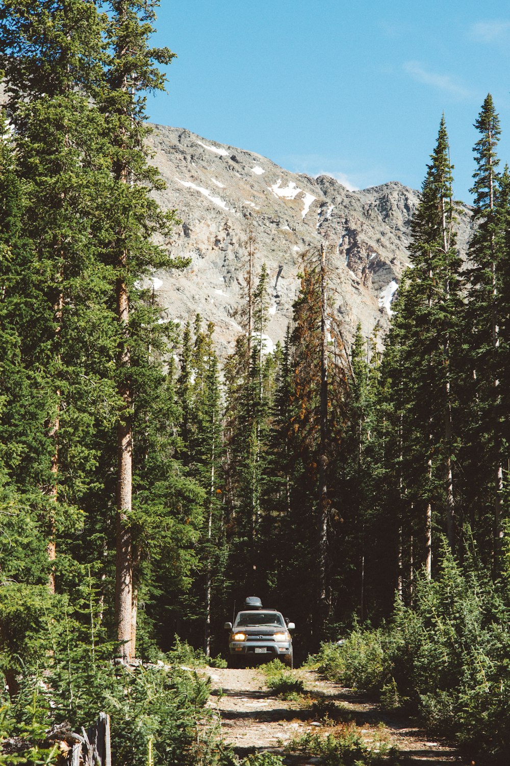 black vehicle near mountain