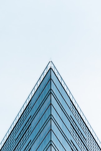 blue building glass mirror