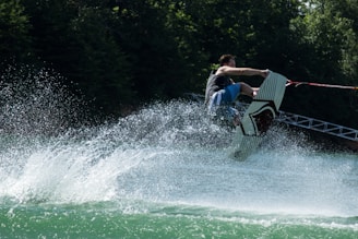 A dynamic waterskiing performance showcasing our team in action.