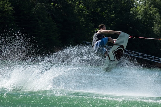 A dynamic waterskiing performance showcasing our team in action.