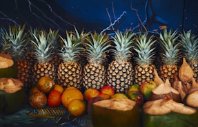 green pineapple fruits lot