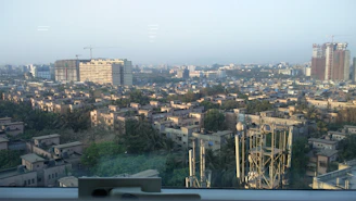 A panoramic view of a bustling real estate market area in Delhi NCR, showing diverse property options.