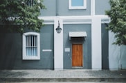 photo of brown wooden door closed