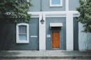 photo of brown wooden door closed