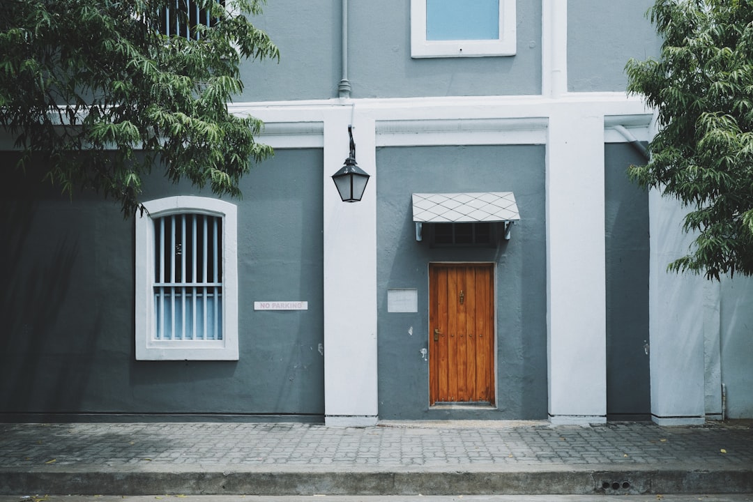 photo of brown wooden door closed,