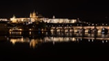 A nighttime shoot capturing the illuminated Château de Chambord reflecting in the water.