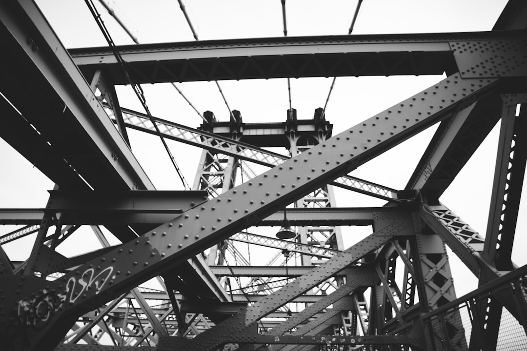 grayscale photo of bridge