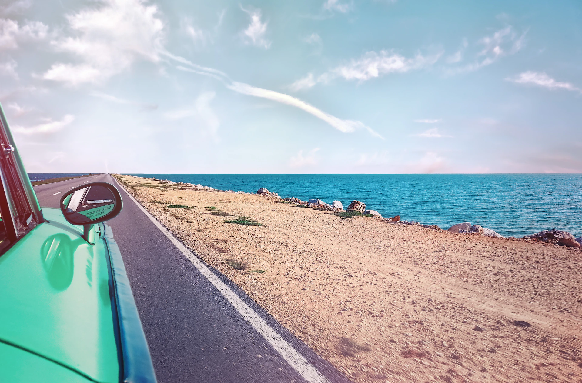 road next to beach