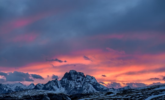 gray and black mountain at sunset in Dolomites Italy