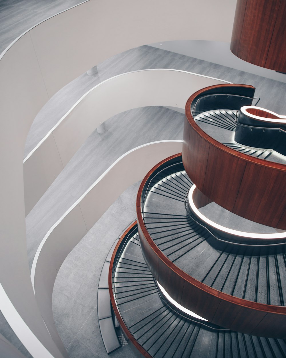 brown spiral staircase