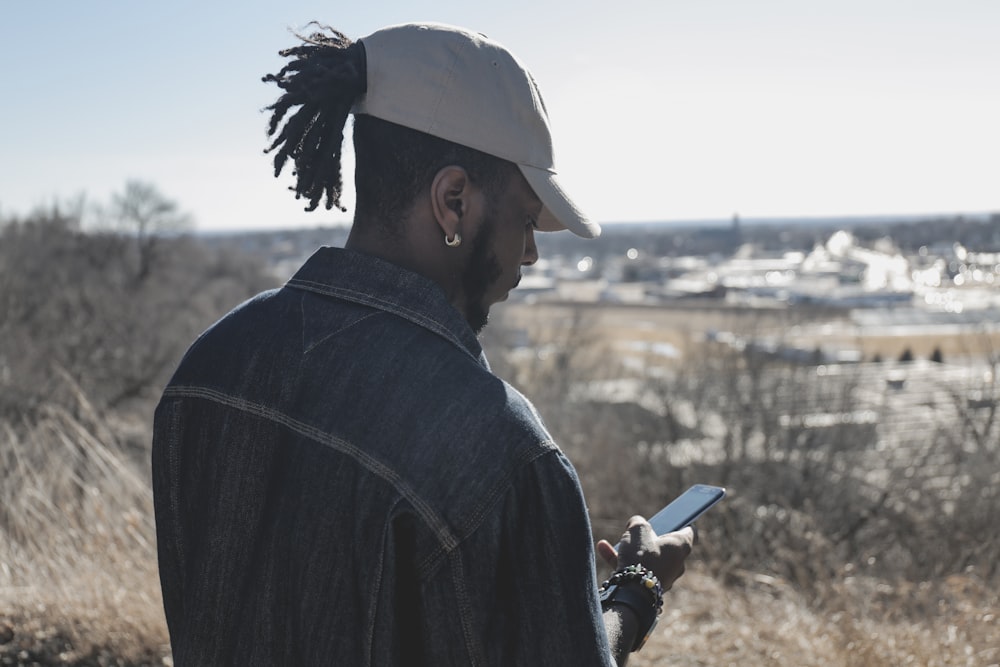 man using smartphone