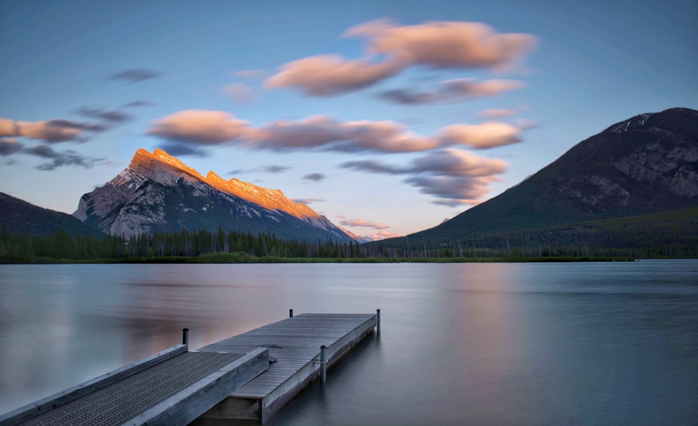 dock near mountain