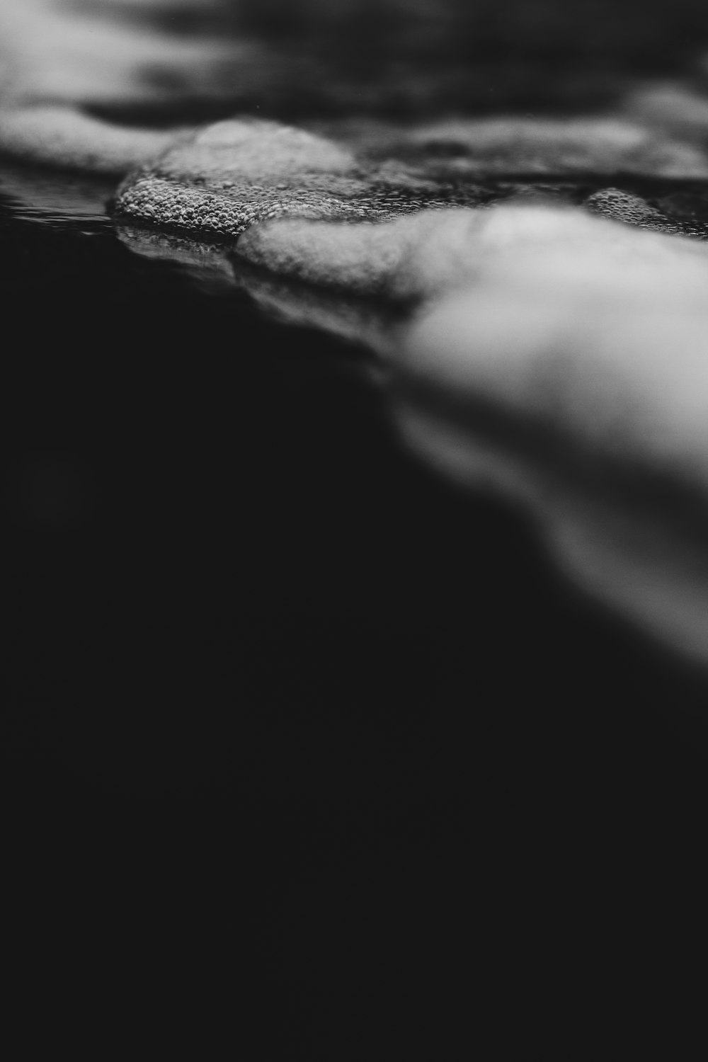 grayscale photo of body of water