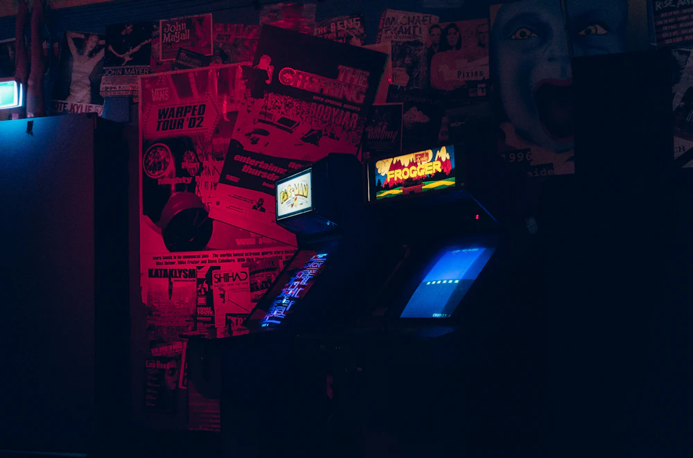 Two restored arcade cabinets side by side