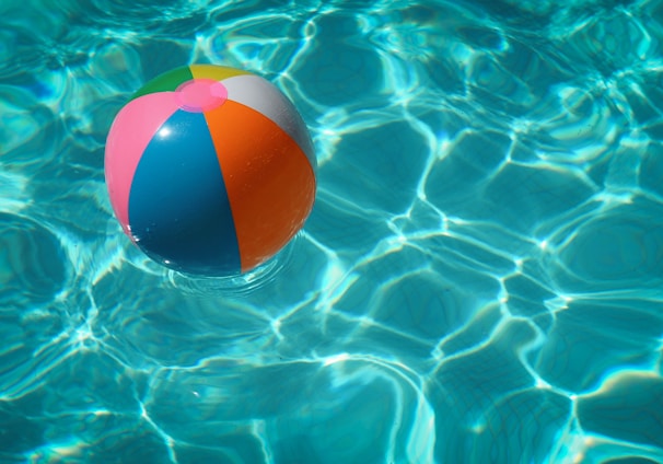 white and multicolored beach ball