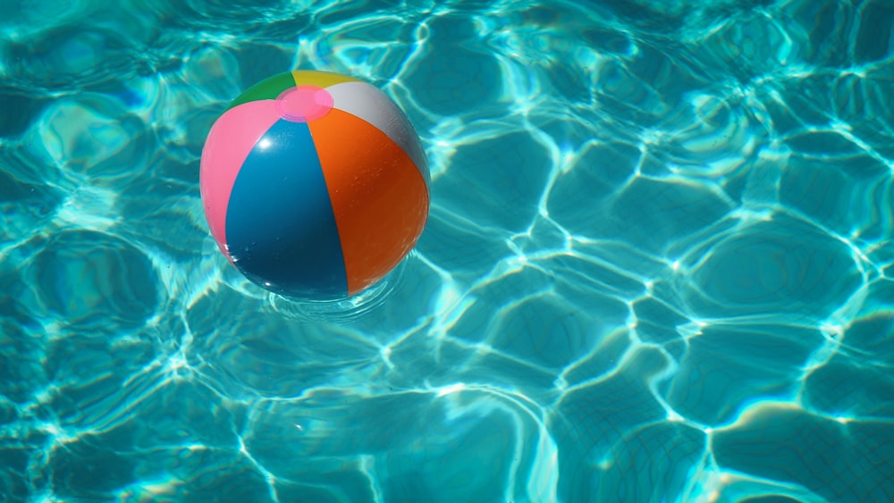 white and multicolored beach ball