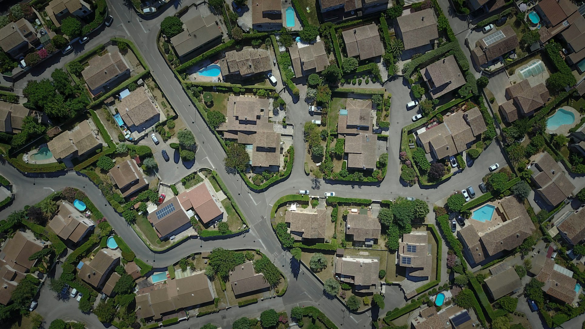 an aerial view of homes