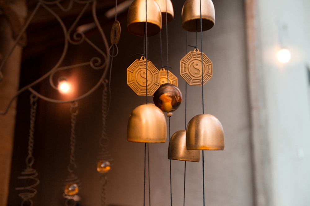 gold and silver pendant lamps