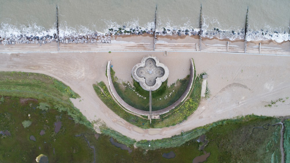 bird's eye view of fountain