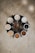 flat lay photography of eight coffee latte in mugs on round table