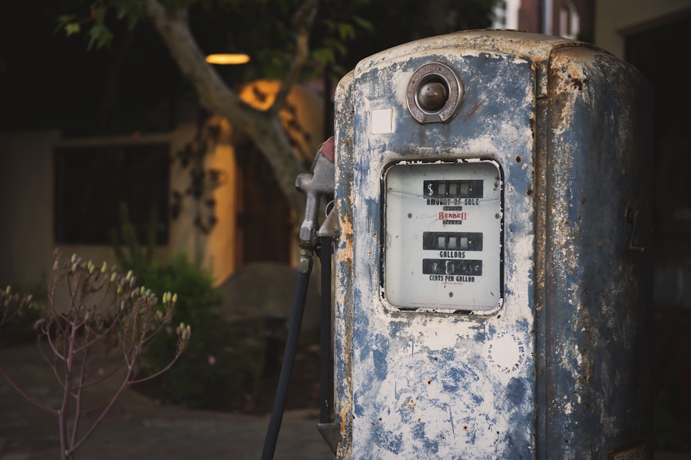 blue metal analog electric meter