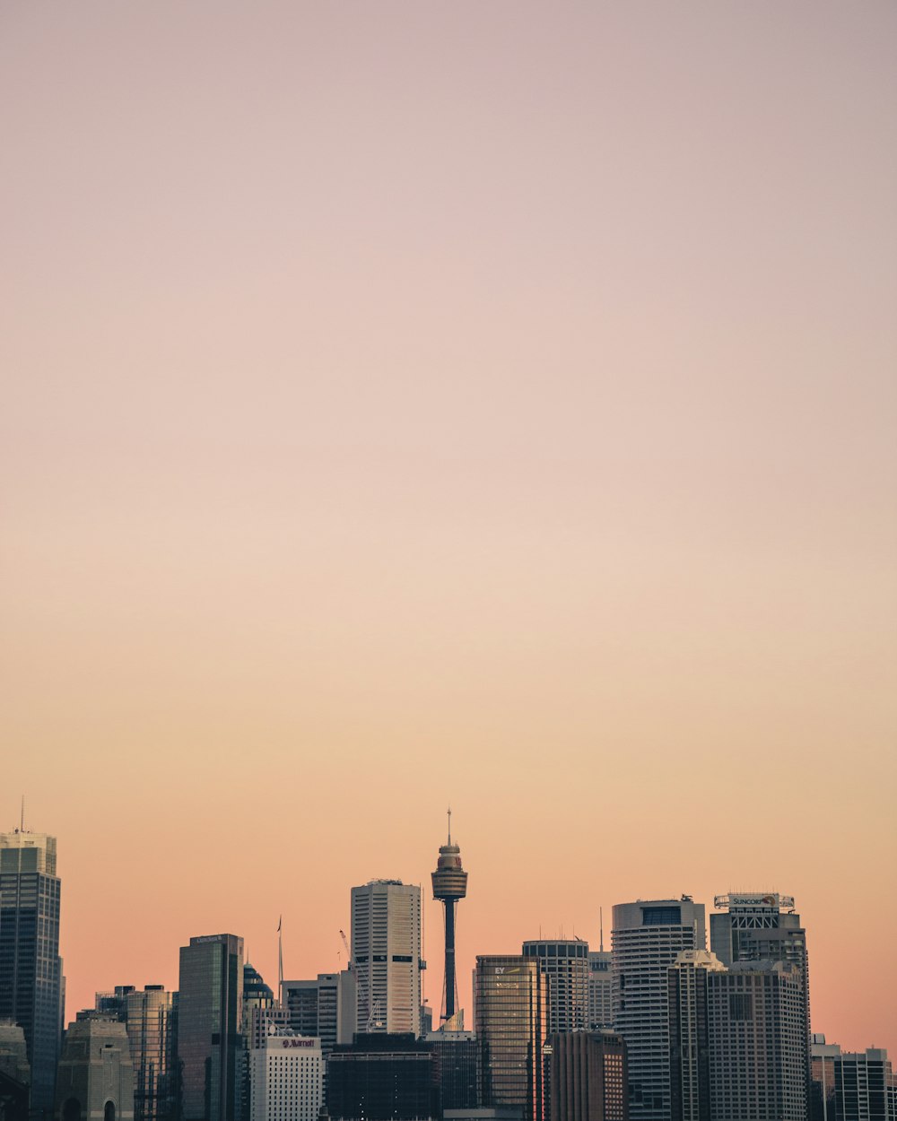 high rise building under orange skies