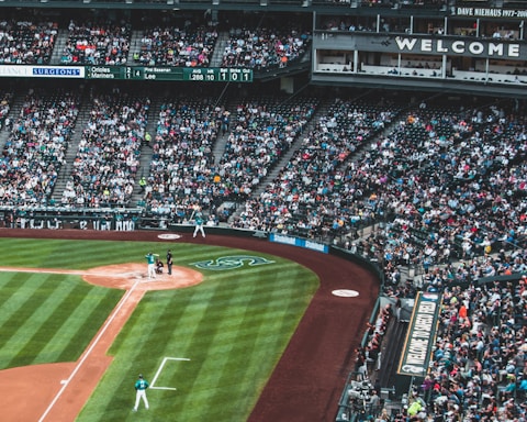 aerial view photography of crowd at the baseball stadium