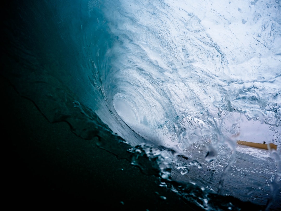 rippling body of water waves, Surf wave inside view