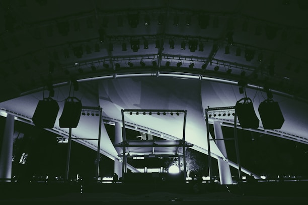 A beautifully arranged event setup showcasing lights and equipment.