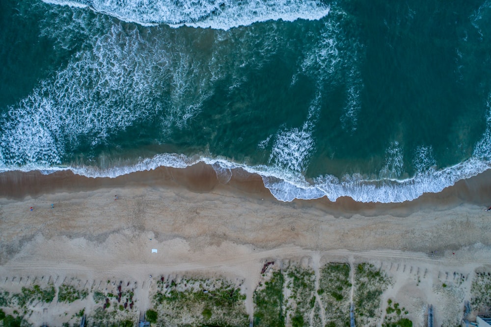 aerial view of sea waves