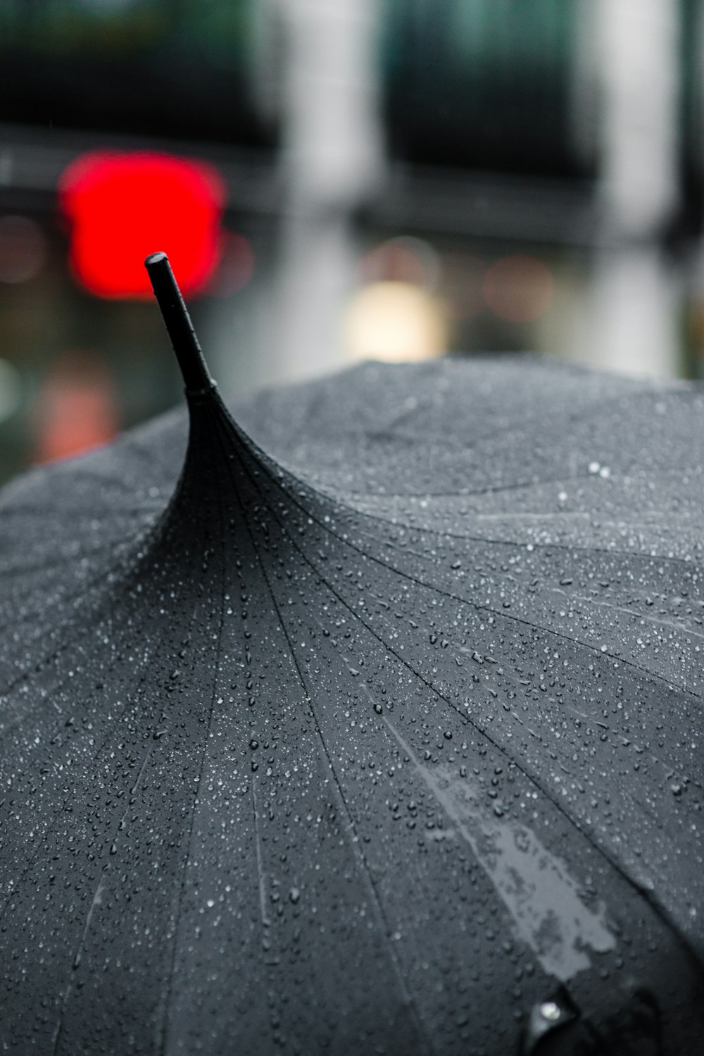 Fotografia de foco seletivo de guarda-chuva preto