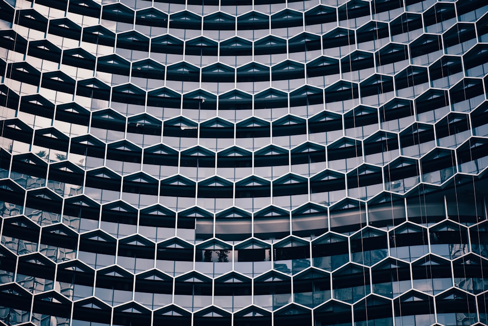 gray framed honeycomb glass structure