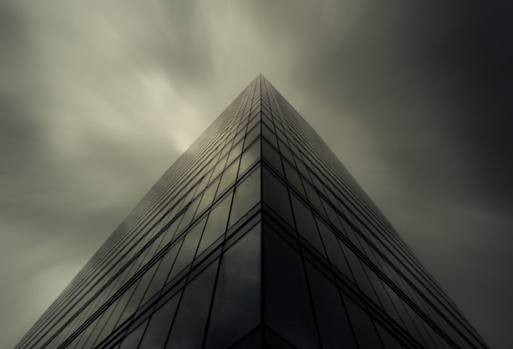 grayscale photo of high-rise building