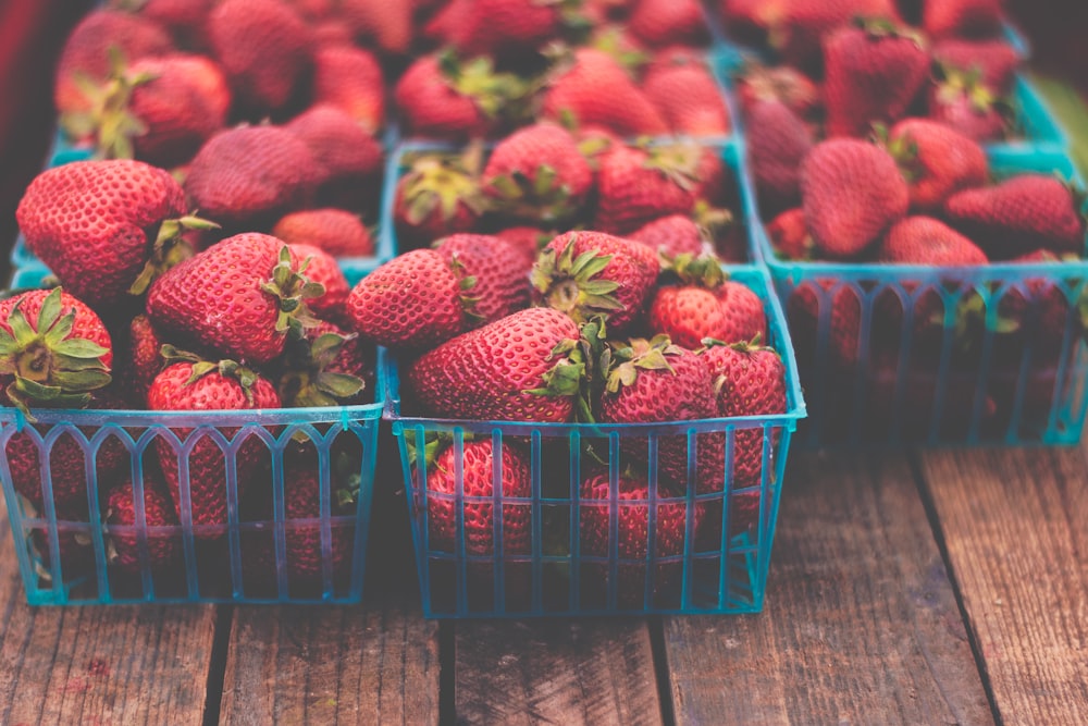 boxes of strawberries on table