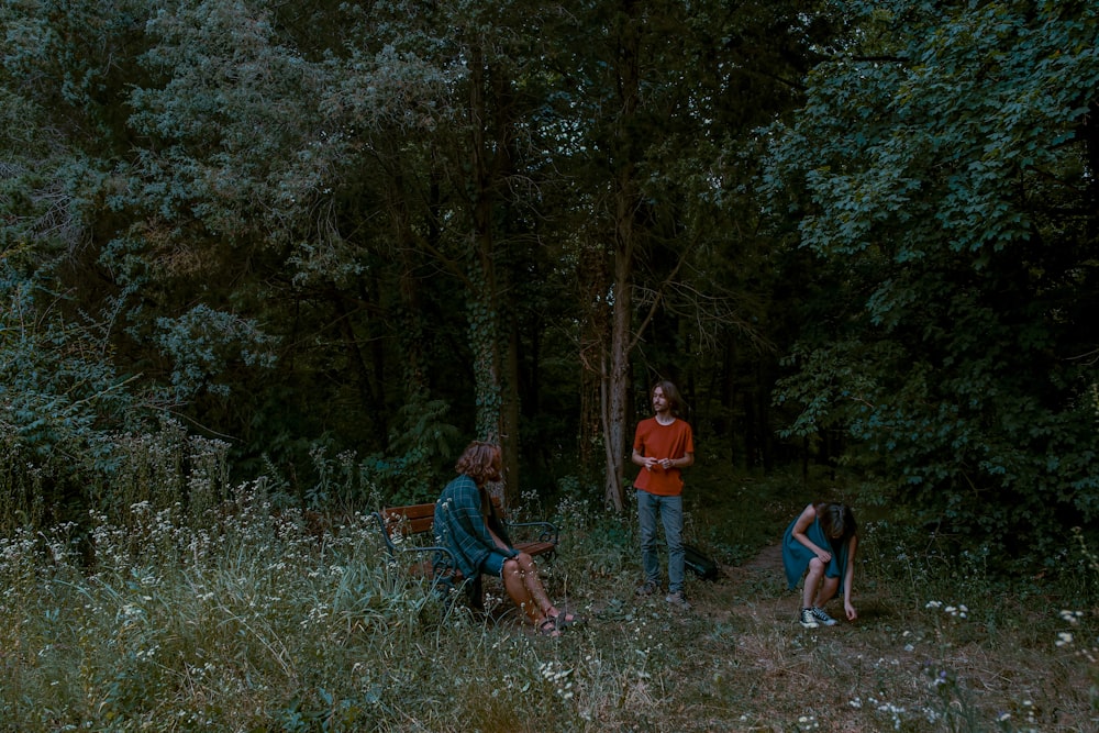 three person near trees