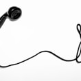 black corded telephone