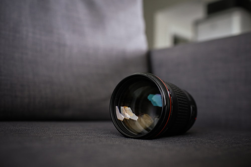 black DSLR camera lens