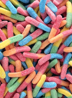 multicolored candy worms