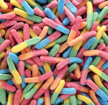 multicolored candy worms