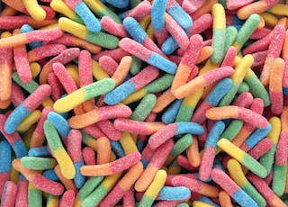 multicolored candy worms