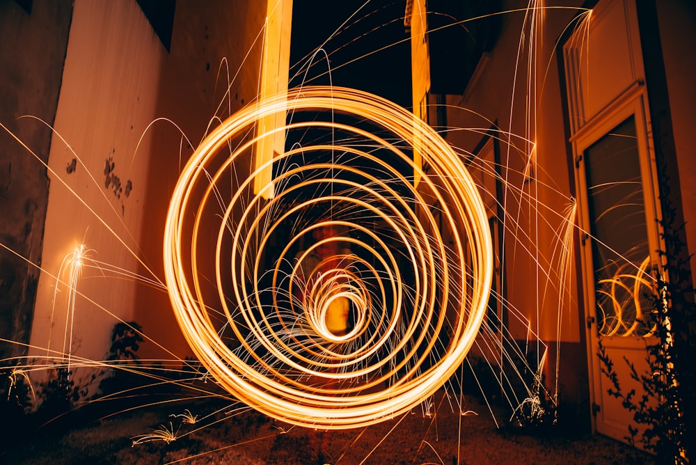 photo of swirling fireworks