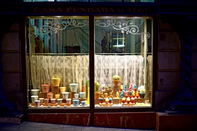 An elegant display of vintage-style flower pots.
