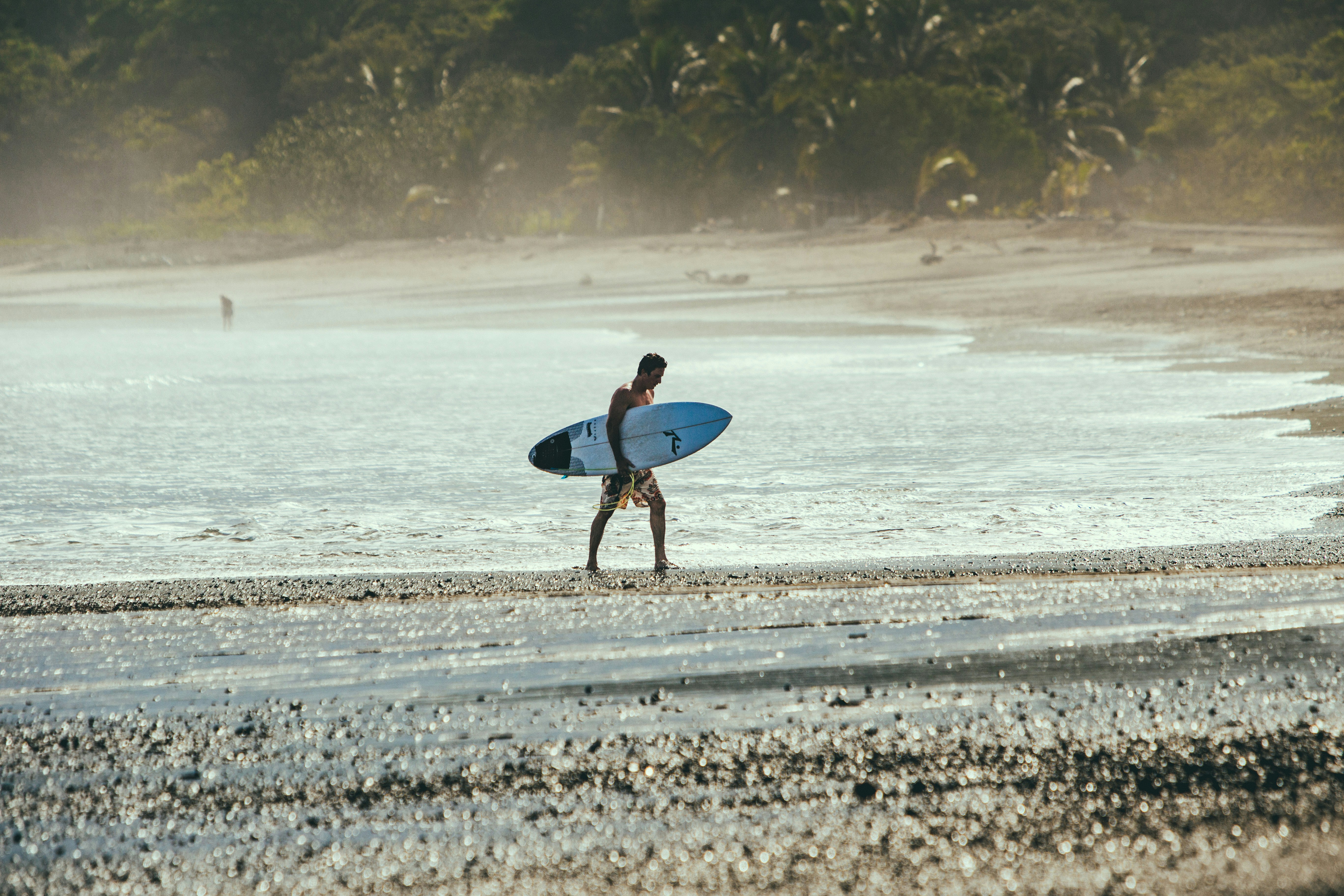 Surfer walking with board