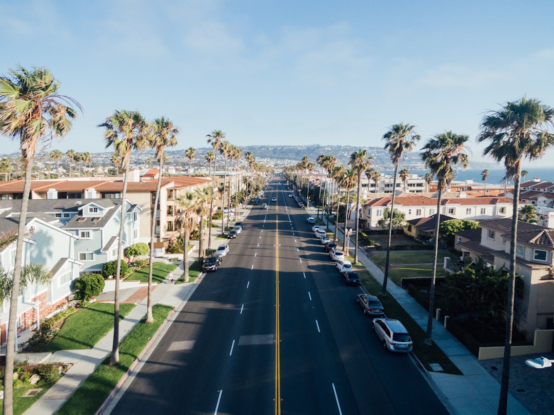 aerial photography of street, Redondo Beach street.